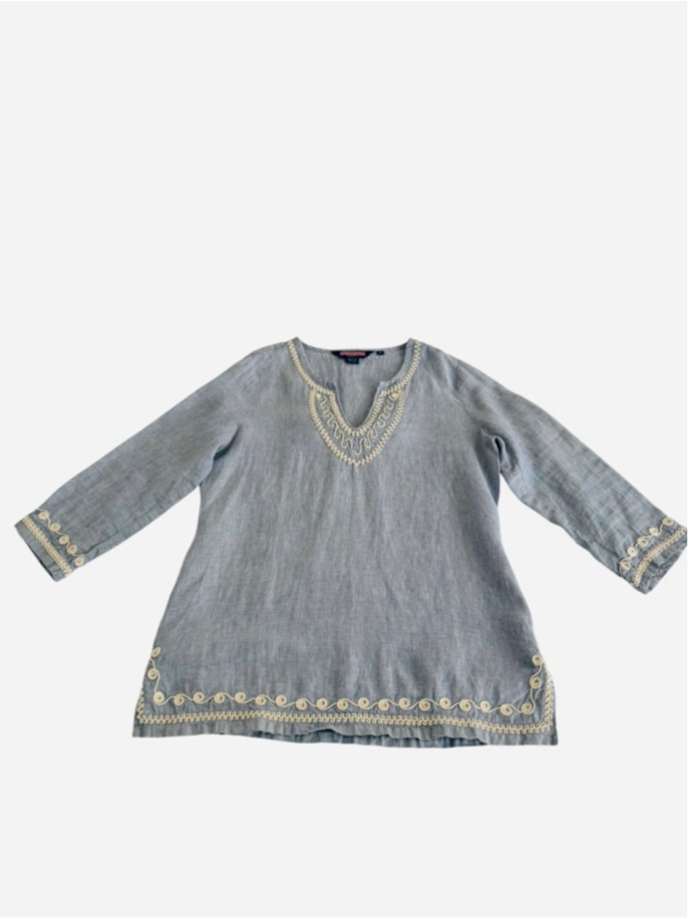 Vineyard Vines Blue Linen Chambray Tunic Size Medium - Picture 2 of 10